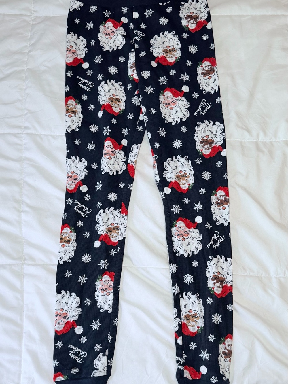 Kids Black Santa Print Holiday Leggings
